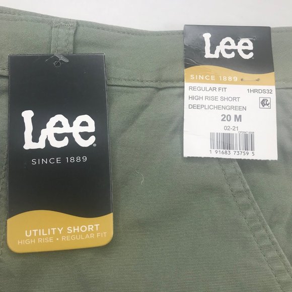 Lee Women's 20M Hi-Rise Regular Fit Deeplichengreen Utility Short New With Tags - Picture 3 of 13